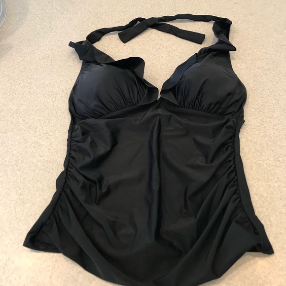 ellen tracy ruffle halter tankini